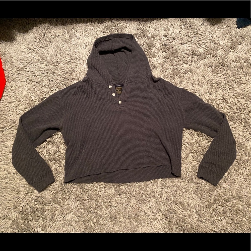 cropped waffle knit hoodie